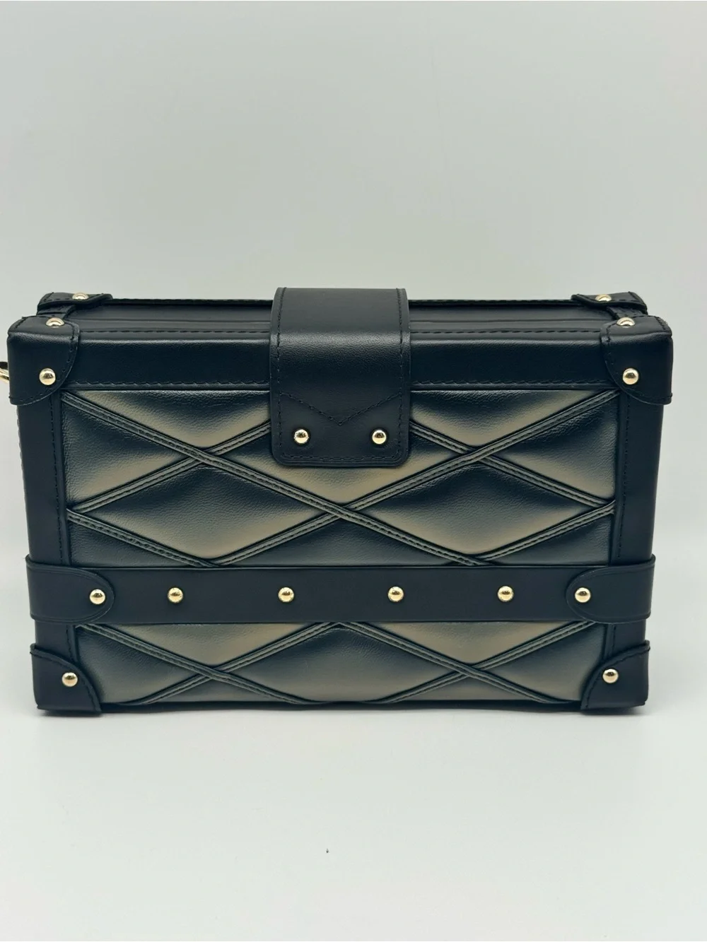Lambskin Malletage Petite Malle Black Beige